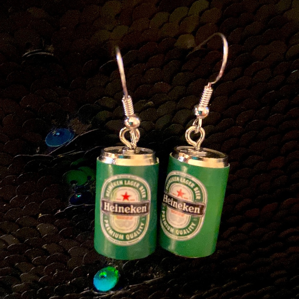 Ss Heineken beer can earrings